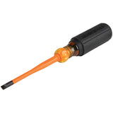 Klein Tools 6924INS | Slim-Tip Insulated Screwdriver, 1/4-Inch Cabinet, 4-Inch Round Shank