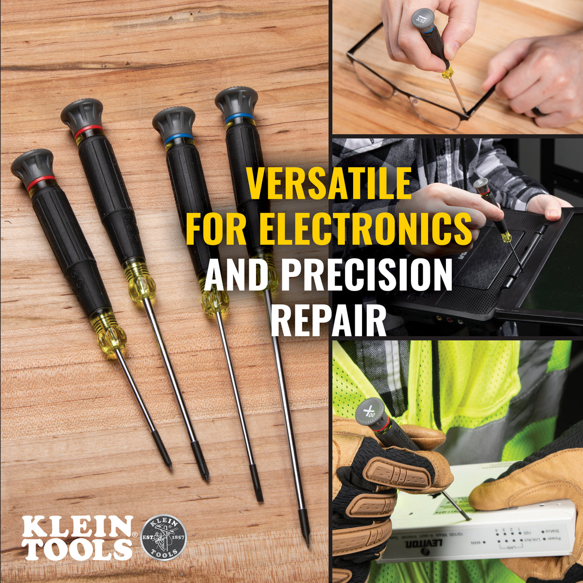 Klein Tools 85615 | Precision Screwdriver Set, Slotted, and Phillips 4-Piece