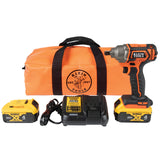 Klein Tools BAT20CW1 | Battery-Operated Compact Impact Wrench, 1/2-Inch Detent Pin, Full Kit