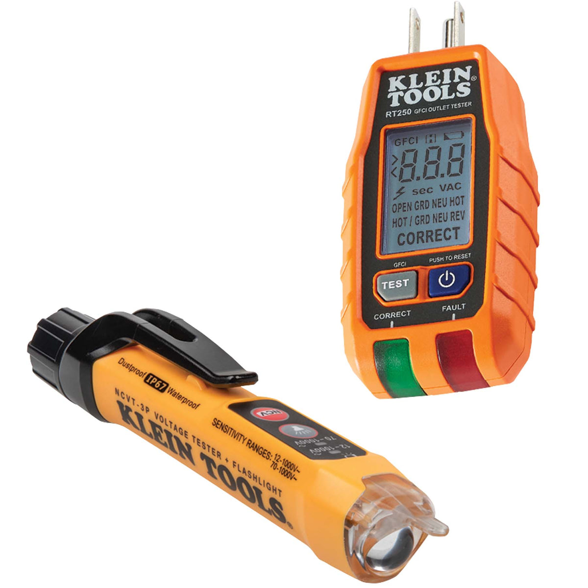 Klein Tools RT250KIT | Premium Dual-Range NCVT and GFCI Receptacle Tester Electrical Test Kit