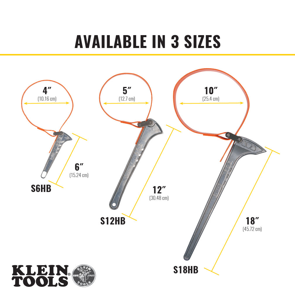 Klein Tools S6HB | Grip-It Strap Wrench, 1-1/2 to 4-Inch, 6-Inch Handle