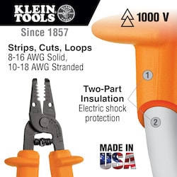 Klein Tools 11055-INS | Insulated Klein-Kurve Wire Stripper/Cutter