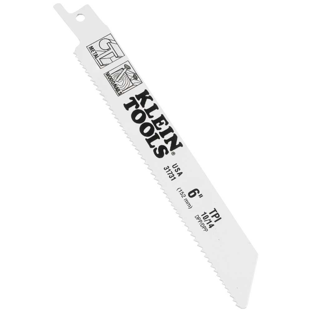 Klein Tools 31731 | Reciprocating Saw Blades, 10/14 TPI, 6-Inch, 5-Pack