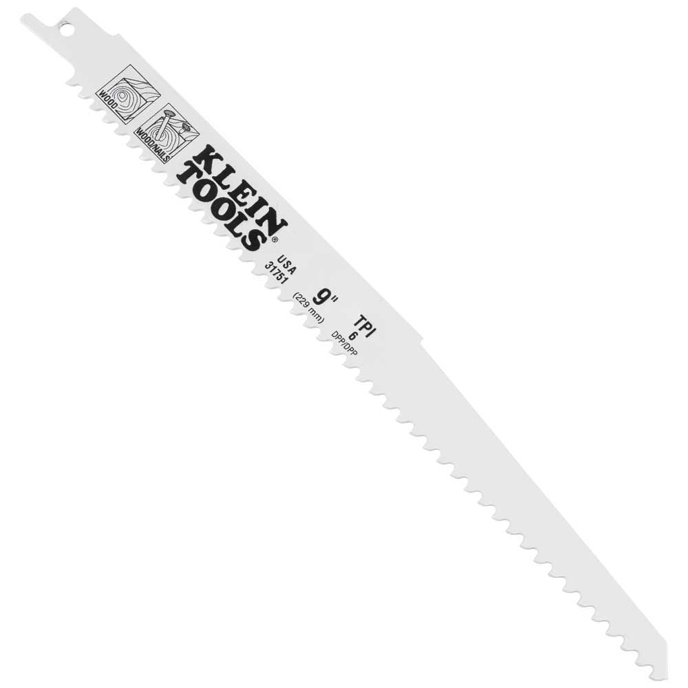 Klein Tools 31751 | Reciprocating Saw Blades, 6 TPI, 9-Inch, 5-Pack