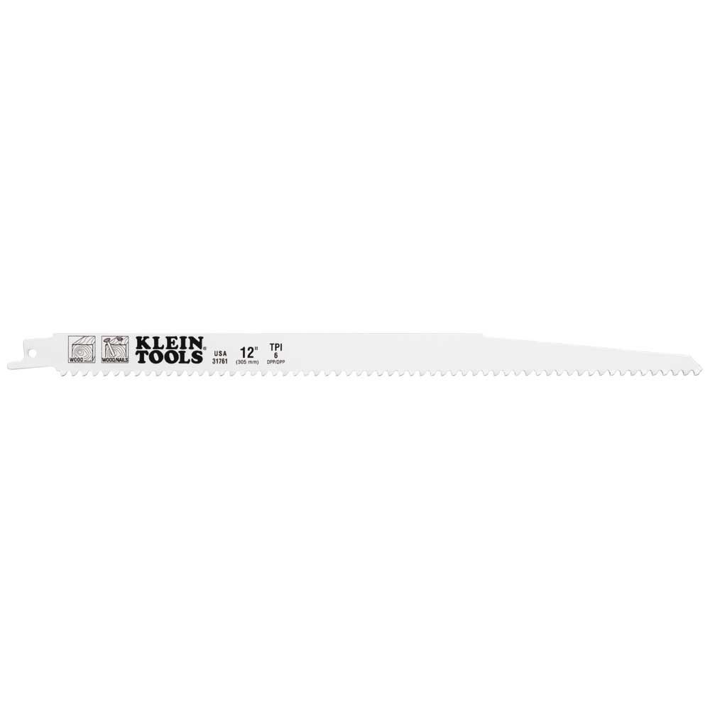 Klein Tools 31761 | Reciprocating Saw Blades, 6 TPI, 12-Inch, 5-Pack