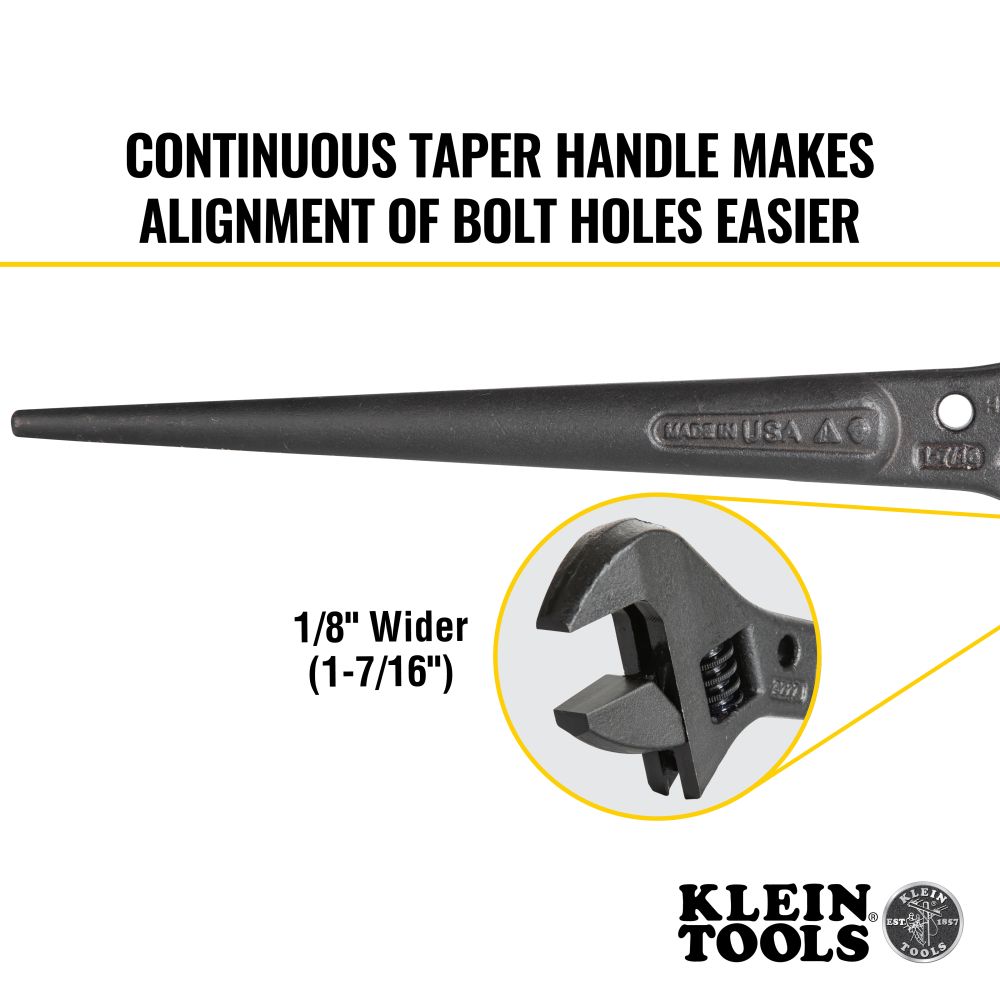 Klein Tools 3227 | Adjustable Spud Wrench, 10-Inch, 1-7/16-Inch, Tether Hole