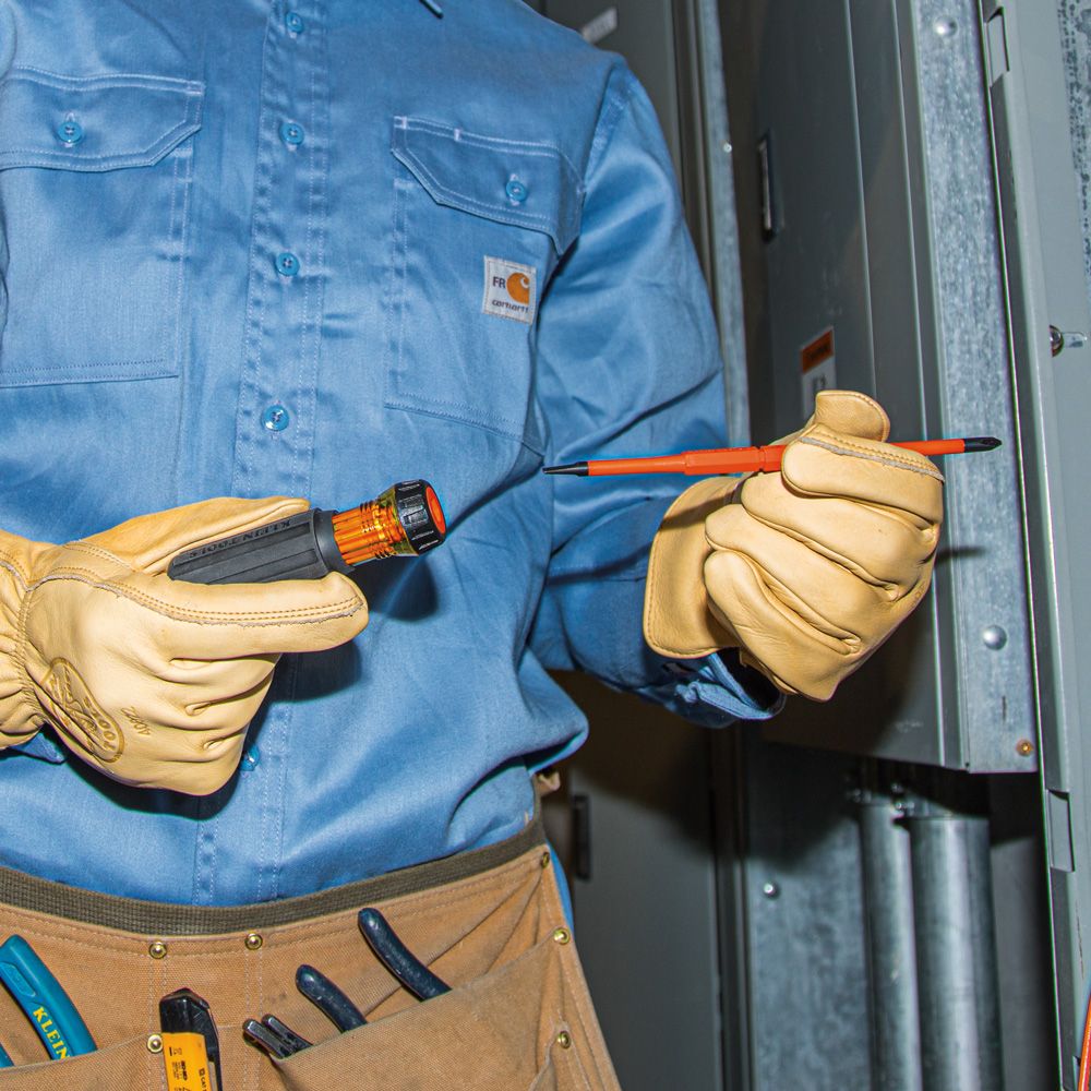 Klein Tools 32293 | Flip-Blade Insulated Screwdriver, 2-in-1, Phillips Bit 2, Slotted Bit 1/4-Inch