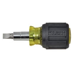 Klein Tools 32561 | Multi-Bit Screwdriver / Nut Driver, 6-in-1, Stubby, Phillip, Slotted Bits
