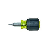 Klein Tools 32562 | Multi-Bit Screwdriver / Nut Driver, 6-in-1, Stubby, Philips, Slotted, Square Bits