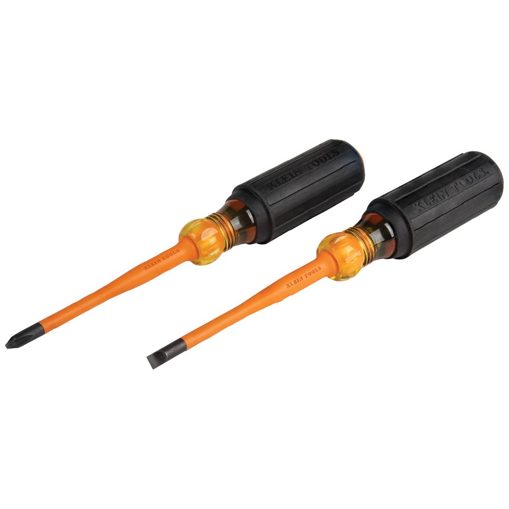 Klein Tools 33732INS | Screwdriver Set, Slim-Tip Insulated Phillips and Cabinet Tips, 2-Piece