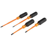 Klein Tools 33734INS | Screwdriver Set, Slim-Tip Insulated Phillips, Cabinet, Square, 4-Piece