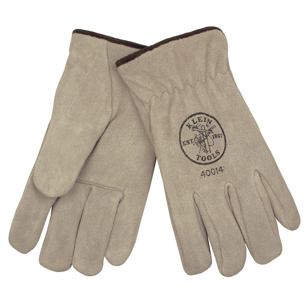 Klein Tools 40014 | Lined Drivers Gloves, Suede Cowhide, Large