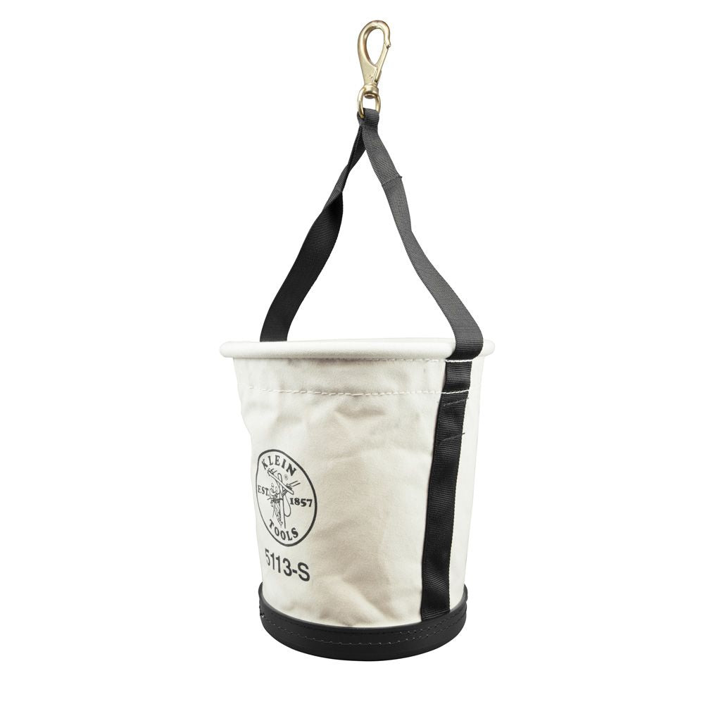Klein Tools 5113S | Tapered-Wall Bucket with Swivel Snap Hook, Canvas