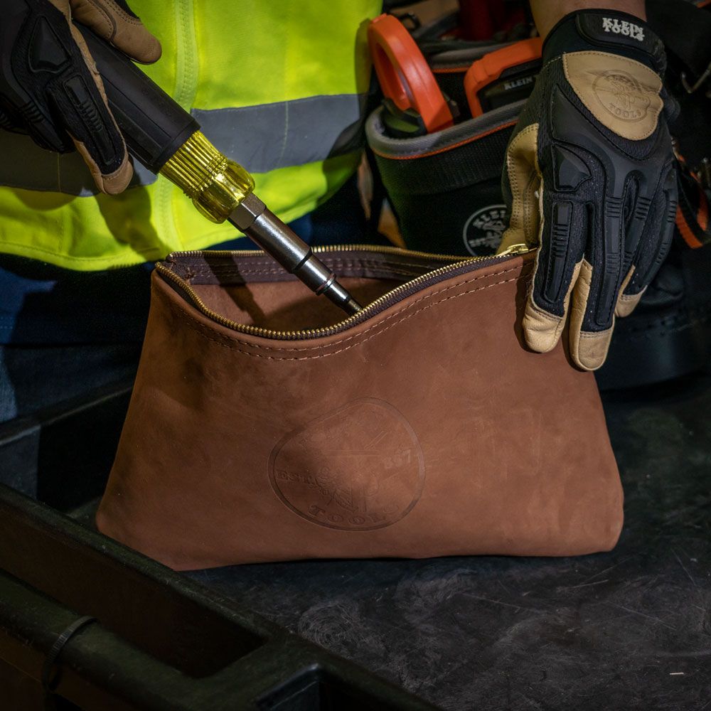 Klein Tools 5139L | Top-Grain Leather Zipper Bag