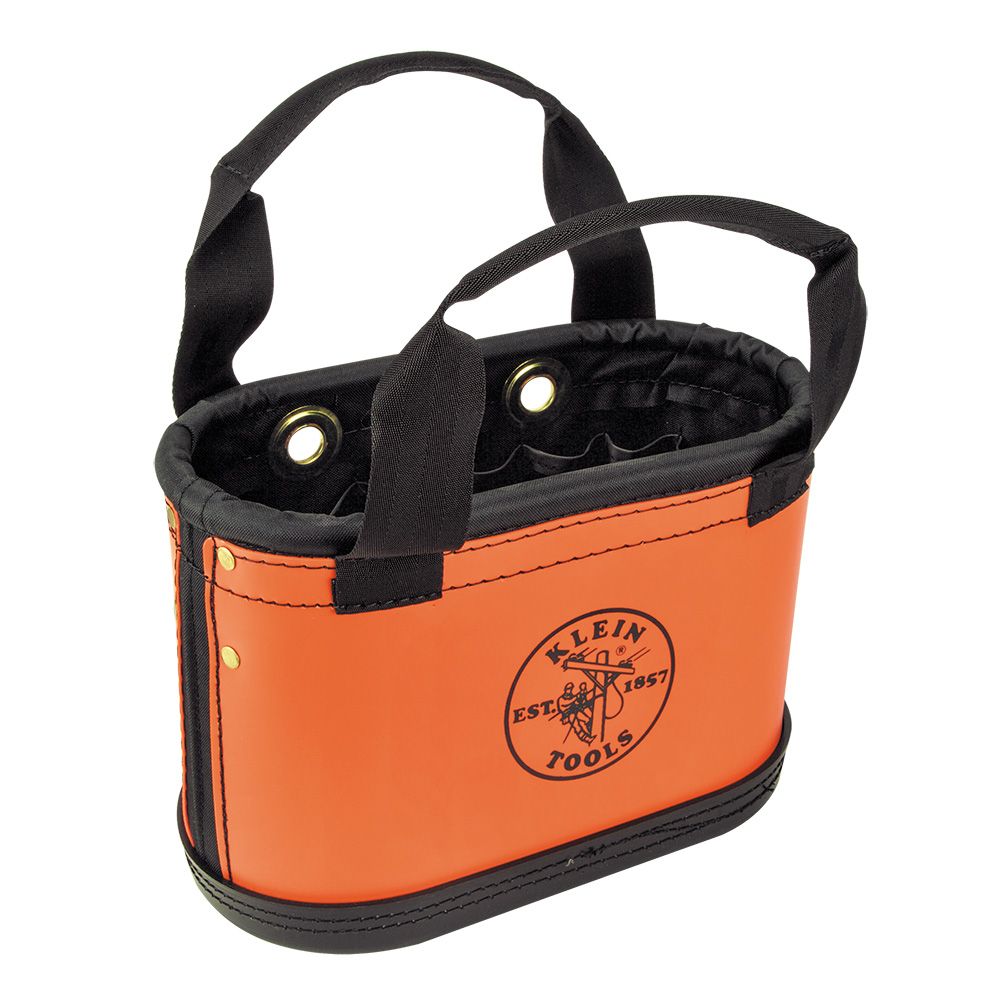 Klein Tools 5144HBS | Hard-Body Bucket, 15-Pocket Oval Bucket, Orange/Black