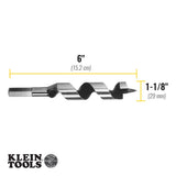 Klein Tools 53408 | Steel Ship Auger Bit, Screw Point, 1-1/8 x 4-Inch