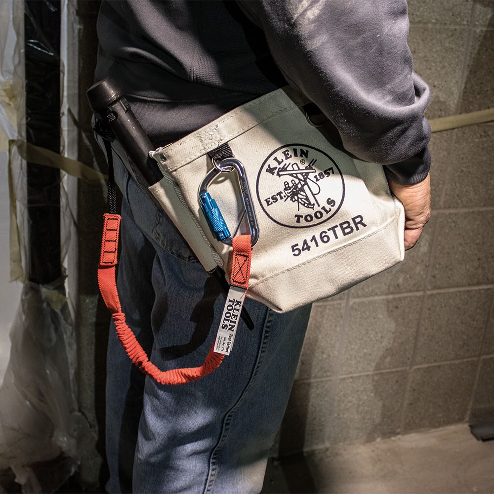 Klein Tools 5416TBR | Tool Pouch, Bolt Retention Pouch, Canvas, Tunnel Connect, 5 x 10 x 9-Inch