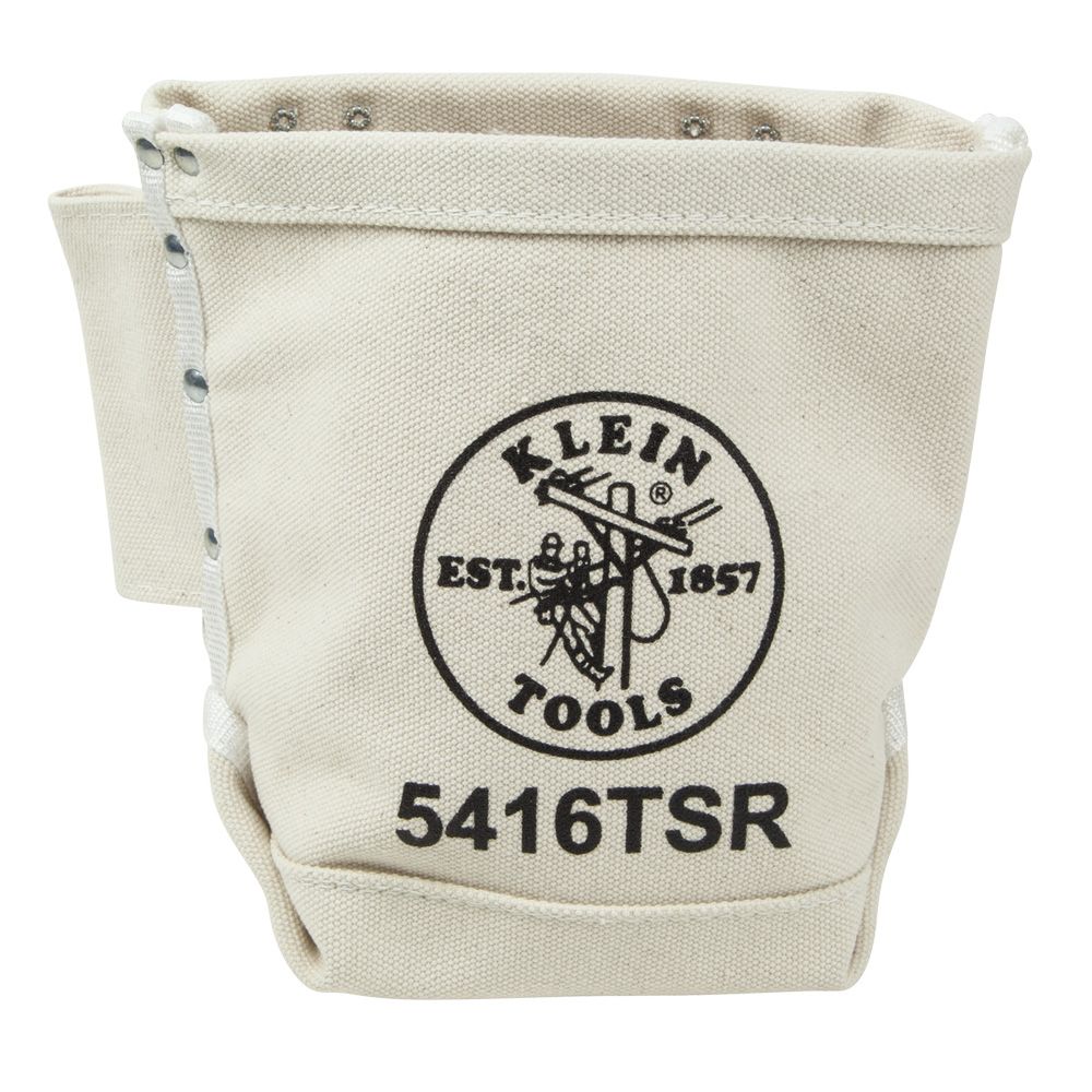 Klein Tools 5416TSR | Tool Bag, Bolt Bag with Drain Holes, No. 4 Canvas, 5 x 9 x 10-Inch