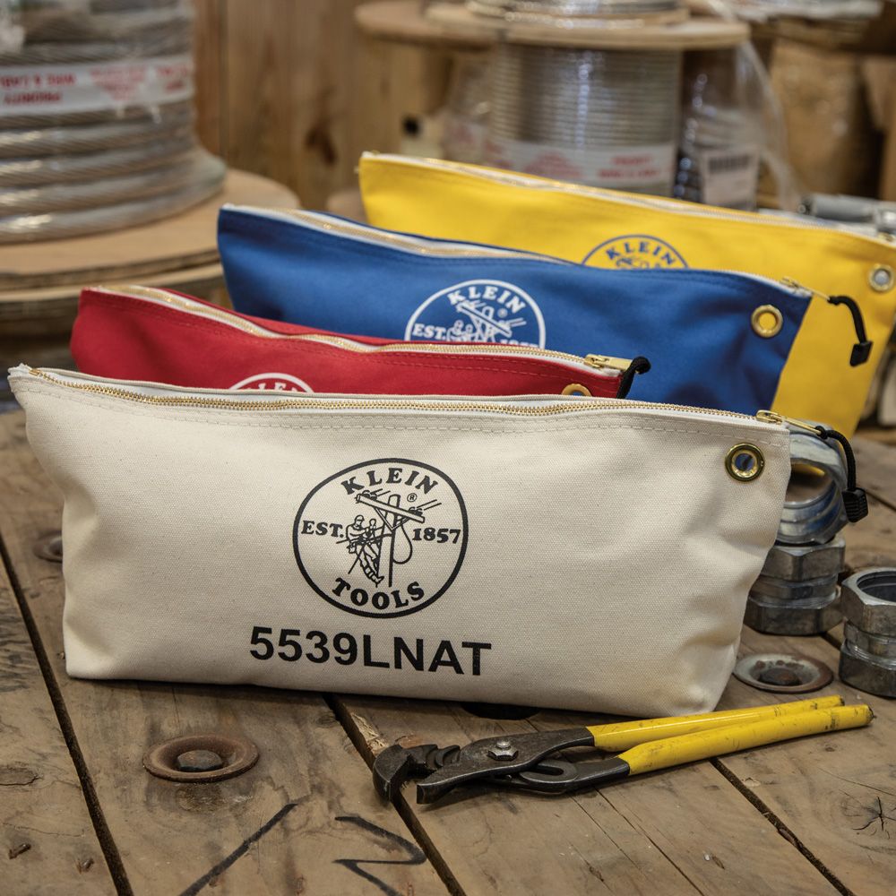 Klein Tools 5539LNAT | Canvas Bag with Zipper, Large Natural