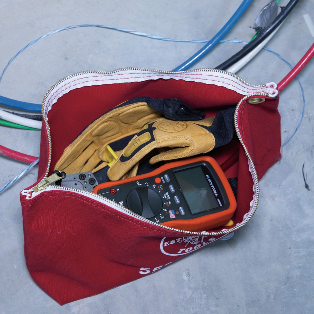 Klein Tools 5539LRED | Canvas Bag with Zipper, Large Red