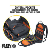 Klein Tools 55421BP-14 | Tradesman Pro Tool Bag Backpack, 39 Pockets, Black, 14-Inch
