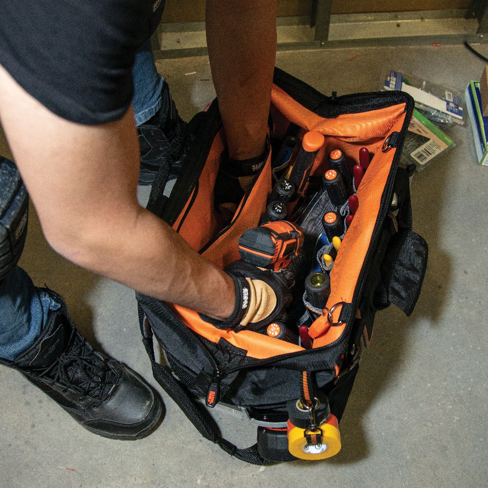 Klein Tools 55469 | Tool Bag, Tradesman Pro Wide-Open Tool Bag, 42 Pockets, 16-Inch