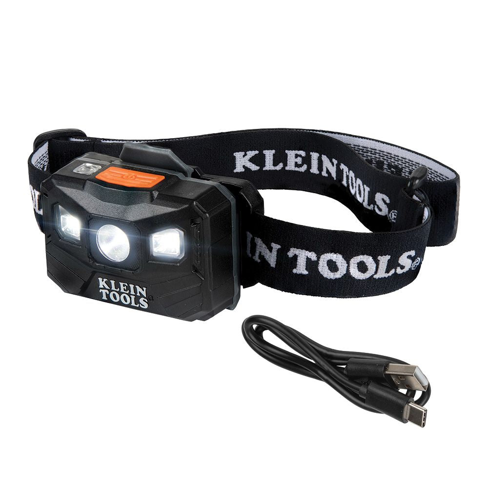 Klein Tools 56048 | Rechargeable Headlamp with Fabric Strap, 400 Lumens, All-Day Runtime