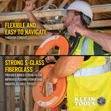 Klein Tools 56380 | Multi-Groove Fiberglass Fish Tape with Spiral Steel Leader, 100-Feet