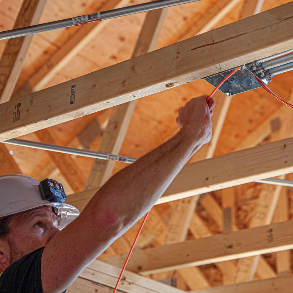 Klein Tools 56380 | Multi-Groove Fiberglass Fish Tape with Spiral Steel Leader, 100-Feet