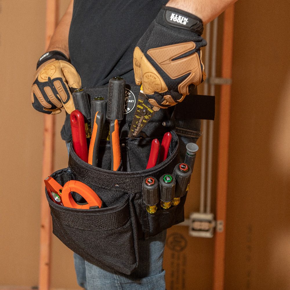 Klein Tools 5701 | Tool Pouch, PowerLine Series 8-Pocket Tool Pouch, Black Nylon
