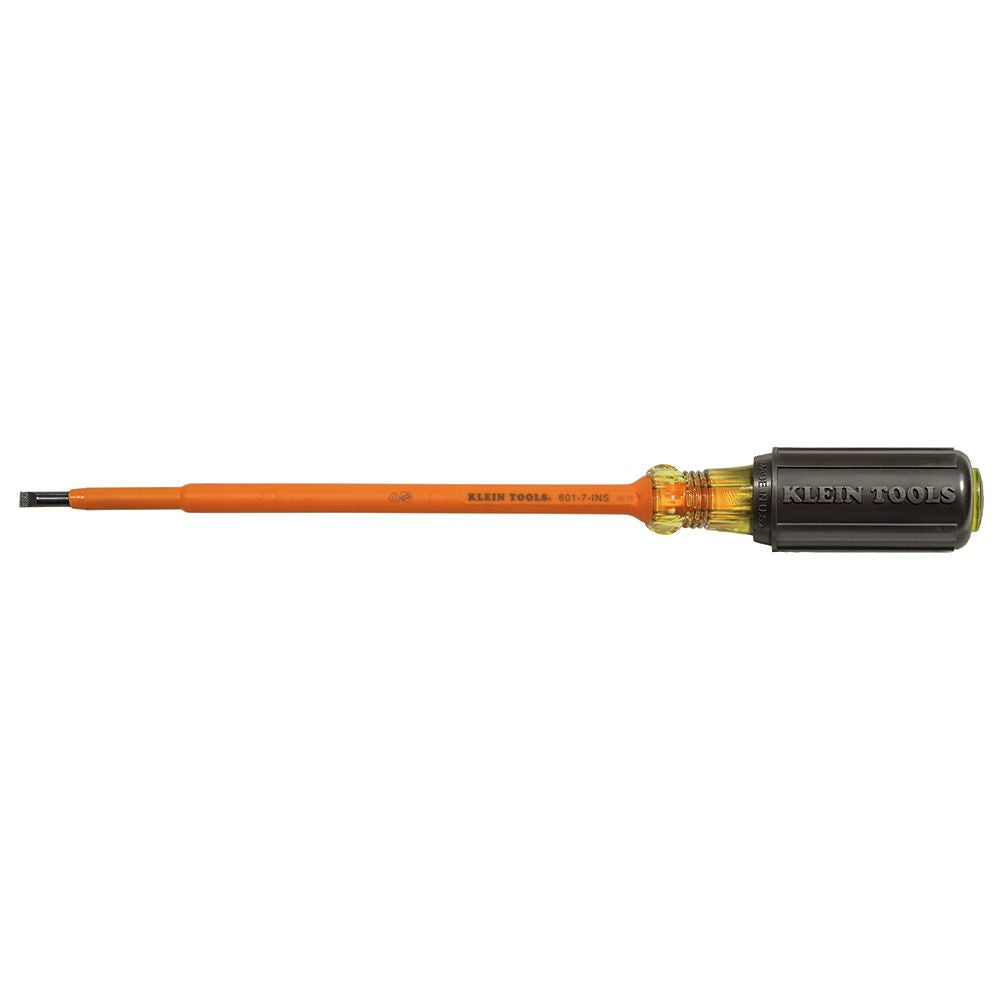 Klein Tools 601-7-INS | Insulated Screwdriver, 3/16-Inch Cabinet, 7-Inch