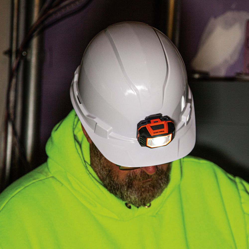 Klein Tools 60107 | Hard Hat, Non-Vented, Cap Style with Head Lamp, White