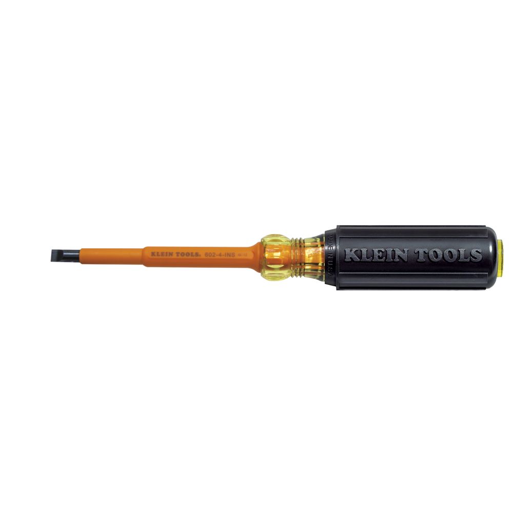Klein Tools 602-4-INS | 1/4-Inch Cabinet Tip Insulated Screwdriver, 4-Inch