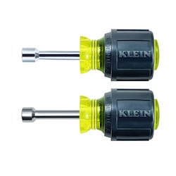 Klein Tools 610M | Nut Driver Set, Magnetic Stubby Nut Drivers, 1-1/2-Inch Shaft, 2-Piece