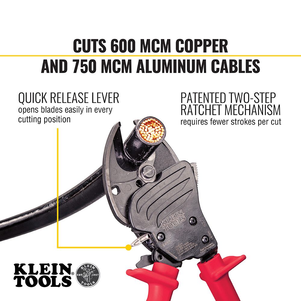 Klein Tools 63711 | Open Jaw Ratcheting Cable Cutter