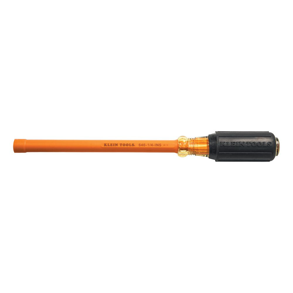 Klein Tools 646-1/4-INS | Insulated 1/4-Inch Nut Driver, 6-Inch Hollow Shaft