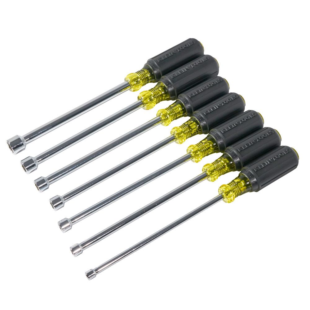 Klein Tools 647M | Nut Driver Set, Magnetic Nut Drivers, 6-Inch Shafts, 7-Piece
