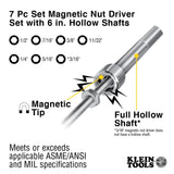 Klein Tools 647M | Nut Driver Set, Magnetic Nut Drivers, 6-Inch Shafts, 7-Piece