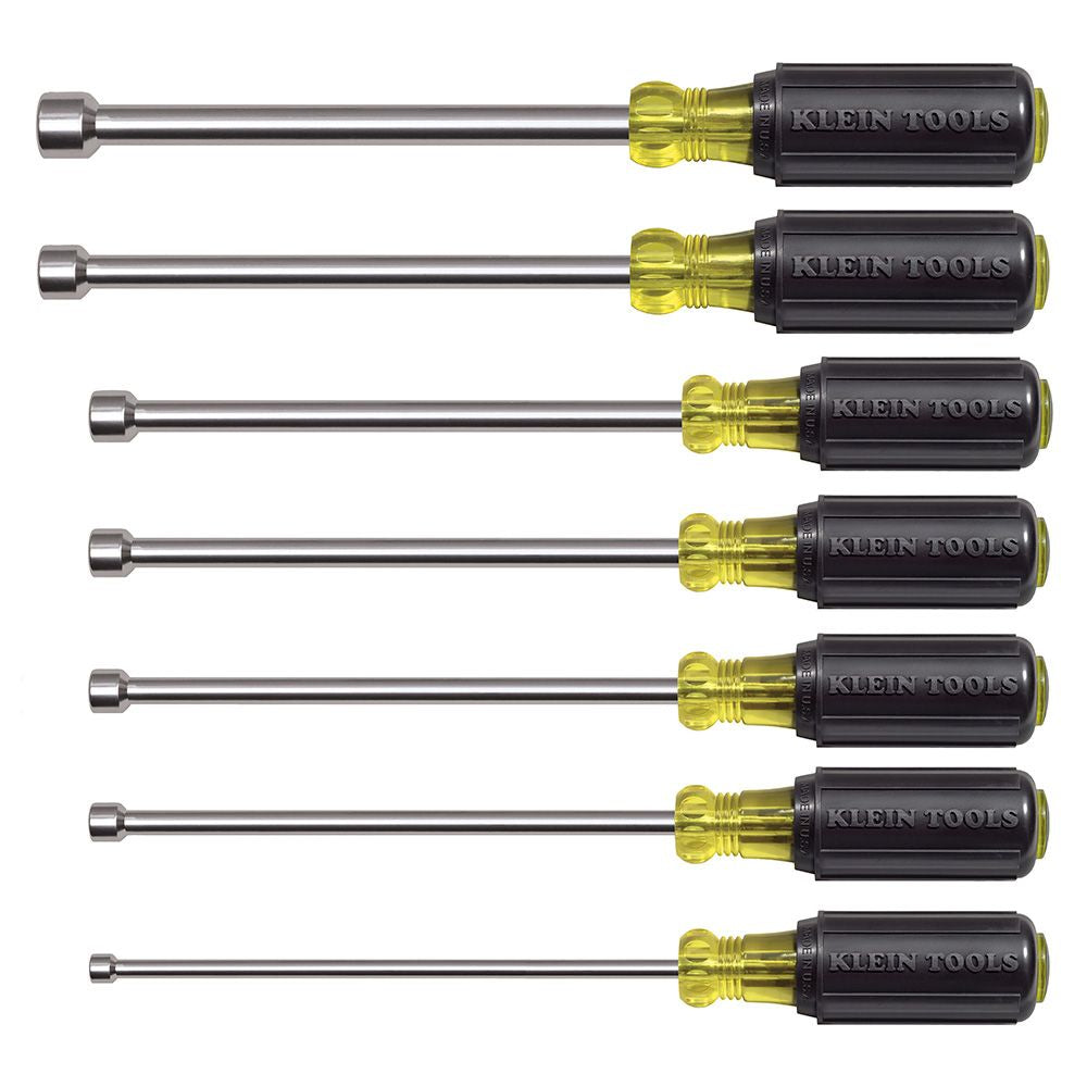 Klein Tools 647M | Nut Driver Set, Magnetic Nut Drivers, 6-Inch Shafts, 7-Piece