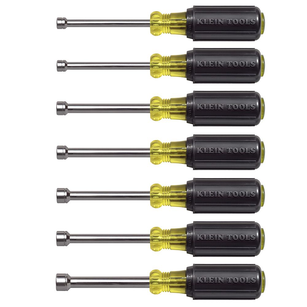 Klein Tools 65160 | Nut Driver Set, Metric Nut Drivers, 3-Inch Shafts, 7-Piece