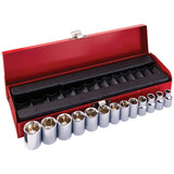 Klein Tools 65506 | 3/8-Inch Drive Socket Wrench Set Metric, 13-Piece