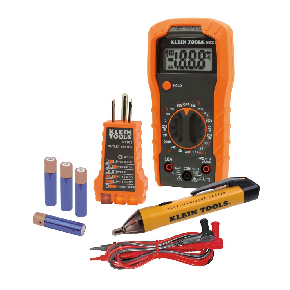 Klein Tools 69149P | Test Kit with Multimeter, Non-Contact Volt Tester, Receptacle Tester