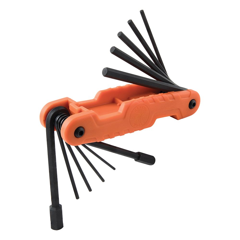 Klein Tools 70550 | Pro Folding Hex Key Set, 11-Key, SAE Sizes