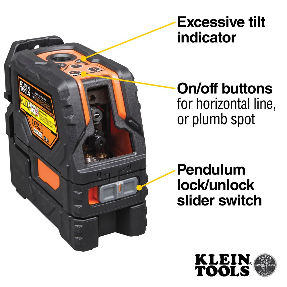 Klein Tools 93LCLS | Laser Level, Self-Leveling Red Cross-Line Level and Red Plumb Spot