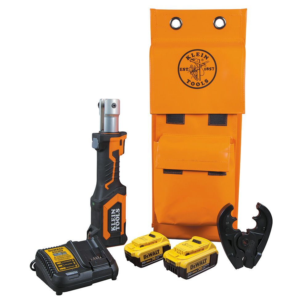 Klein Tools BAT207T234H | Battery-Operated Crimper, O+ Die Head, 4 Ah
