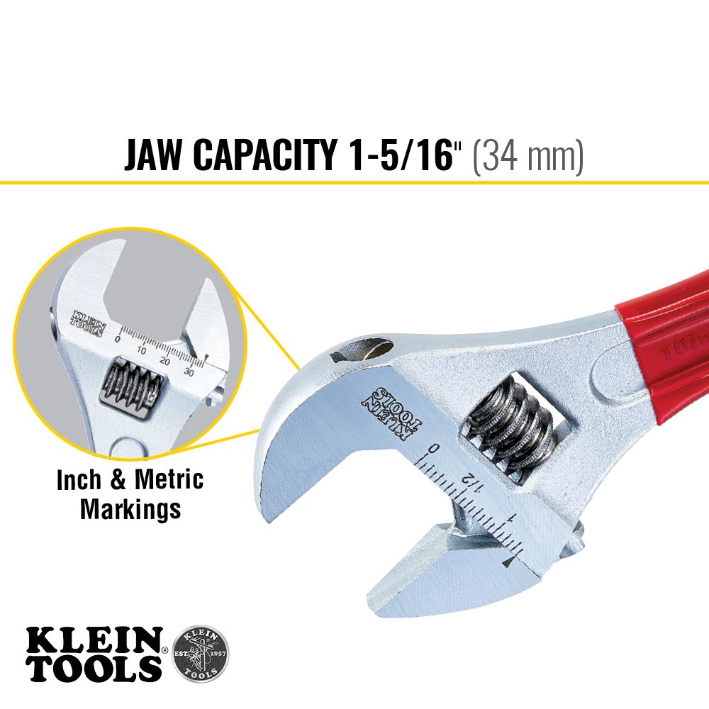 Klein Tools D507-10 | Adjustable Wrench Extra Capacity, 10-Inch