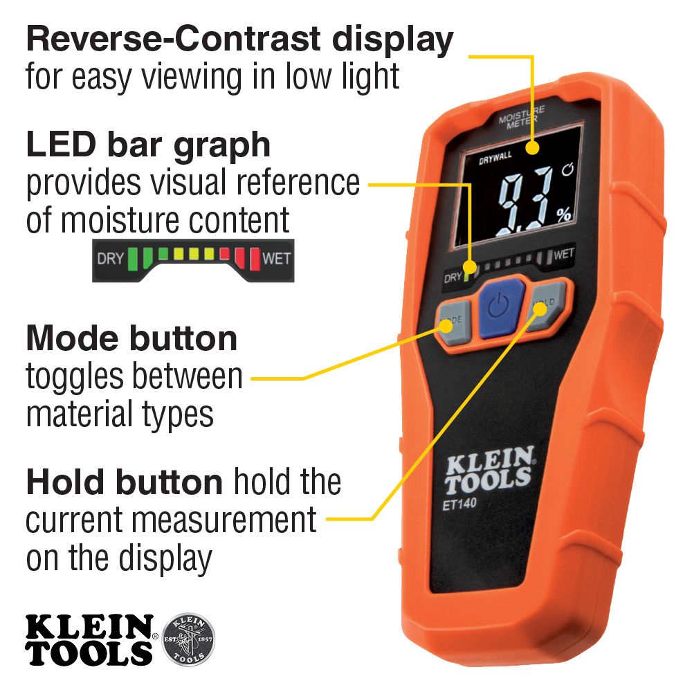 Klein Tools ET140 | Pinless Moisture Meter