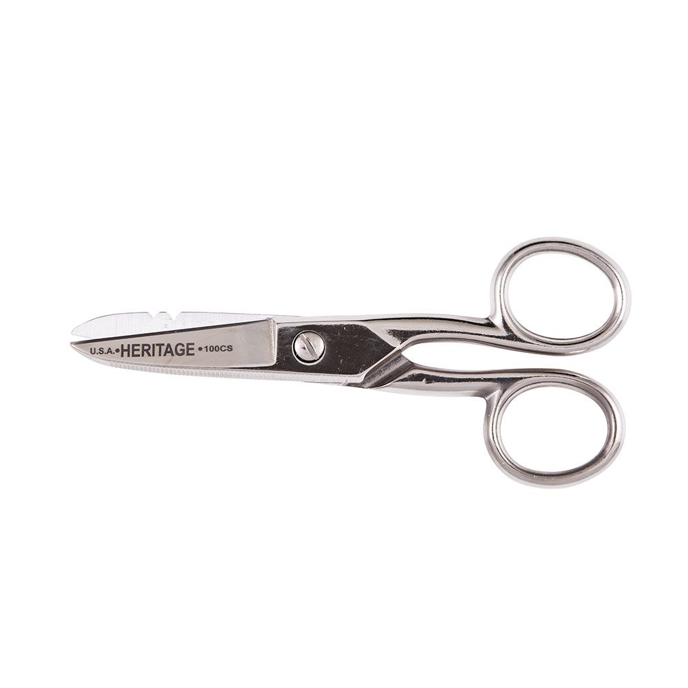 Klein Tools G100CS | Electrician Scissor, Stripping Notches, Serrated