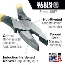 Klein Tools D213-9NE-CR | Lineman's Crimping Pliers, 9-Inch
