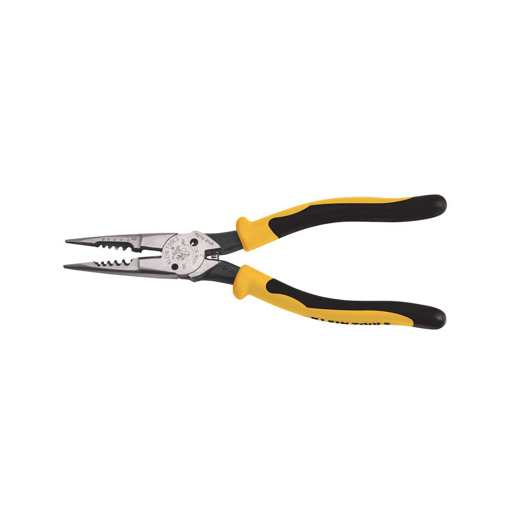 Klein Tools J206-8C | Pliers, All-Purpose Needle Nose, Spring Loaded, Cuts, Strips, 8.5-Inch